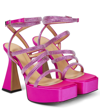 Mach&mach Sydney Embellished Satin Platform Sandals In Fuchsia