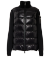 Moncler Down-panelled High-neck Wool Cardigan In Black