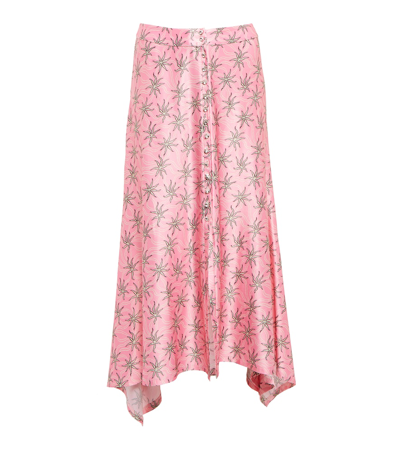 Paco Rabanne Pink Asymmetrical Midi Skirt With Star Print