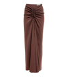 Christopher Esber Ruched Crêpe Midi Skirt In Chocolate