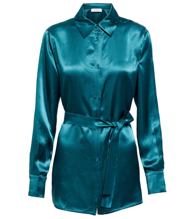 Max Mara Holiday Belted Shirt In Petrolio