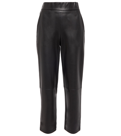 Max Mara Diomede Faux Leather Cropped Pants In Nero