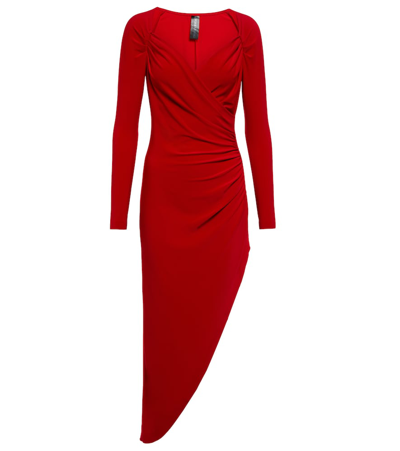 Norma Kamali Asymmetric Midi Dress In Red