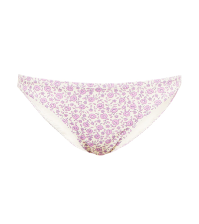 Tory Burch Floral Low-rise Bikini Bottoms In Pink