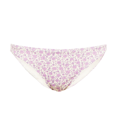 Tory Burch Floral Low-rise Bikini Bottoms In Pink Floral
