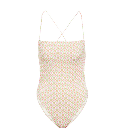Tory Burch Printed Tie-back Swimsuit In Multi