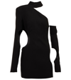Monot One-shoulder Cutout Satin Mini Dress In Black