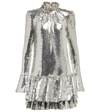 RABANNE RUFFLE-TRIMMED SEQUINED MINIDRESS