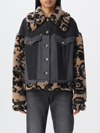 Versace Jeans Couture Denim Jacket With Eco-fur Inserts In Black