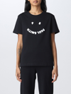 Ps By Paul Smith Ps Paul Smith Womens Ps Happy T-shirt Woman T-shirt Black Size L Organic Cotton In Black