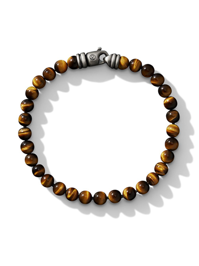 David Yurman Tiger Eye Beaded Bracelet In Brown