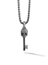 David Yurman Sterling Silver Memento Skull Key Pendant With Black Diamonds In Silver