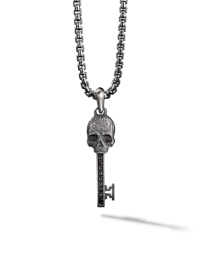 David Yurman Men's Memento Mori Skull Key Amulet With Pavé Black Diamonds