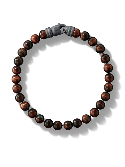 David Yurman Spiritual Beads Tiger Eye Bracelet In Red