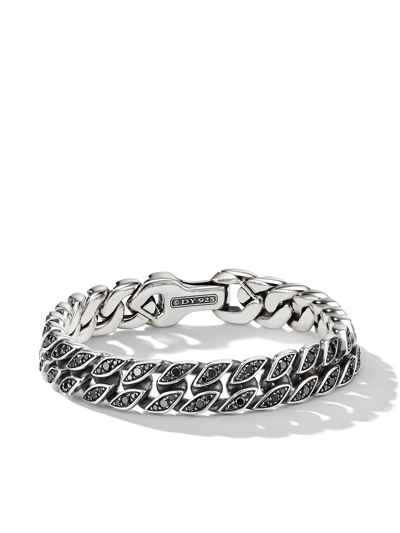 David Yurman Men's Curb Chain Bracelet With Black Diamonds In Silver, 11.5mm
