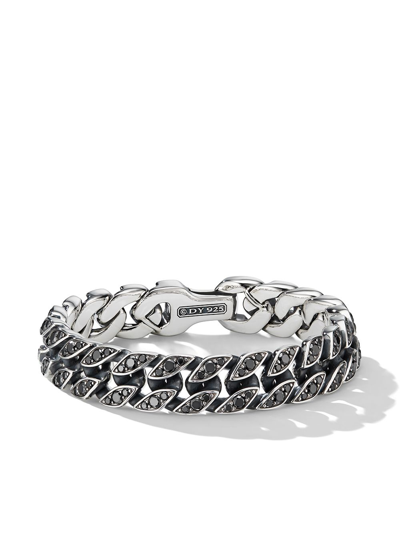 David Yurman Sterling Silver Curb Chain Diamond Bracelet In Black Diamond