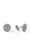 David Yurman Sterling Silver Maritime Compass Cufflinks With Black Diamonds In Silver