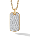 David Yurman The Pavé Collection 18k Yellow Gold & Pavé Diamond Dog Tag Pendant In Gold