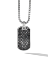 David Yurman Streamline Tag Pendant With Pave Black Diamonds In Silver