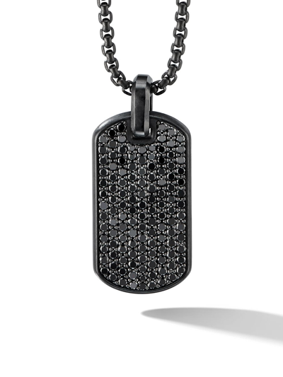 David Yurman Sterling Silver Streamline Diamond Tag In Black