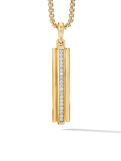 David Yurman 18kt Yellow Gold Deco Ingot Diamond Pendant Necklace