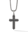 DAVID YURMAN STERLING SILVER DECO CROSS DIAMOND PENDANT