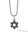 David Yurman Sterling Silver Deco Star Of David Pendant With Pavé Black Diamonds In Silver