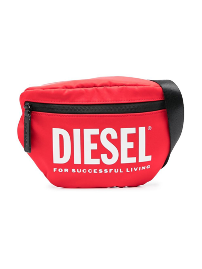 Diesel Kids' Logo-print Belt Bag In Red