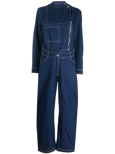 Henrik Vibskov Zip-detail Wide-leg Jumpsuit In Blue