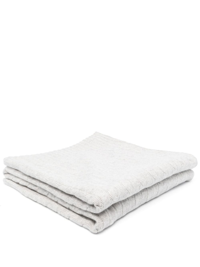 Ralph Lauren Cashmere Cable-knit Blanket In Grey