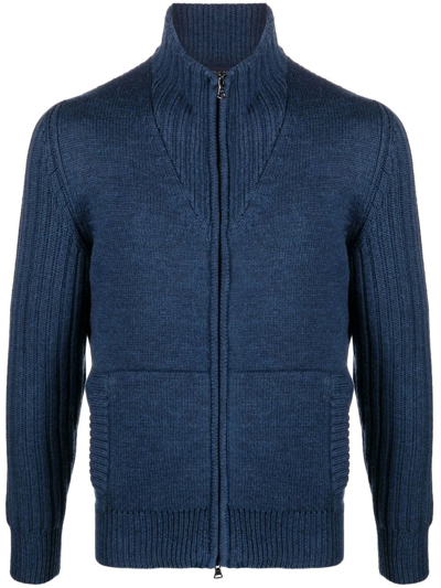 Paul & Shark High-neck Zip-up Cardigan In Blue