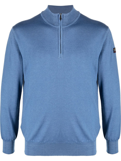 Paul & Shark Wool Half-zip Jumper In Blue