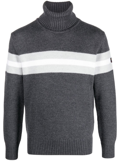 Paul & Shark Striped Roll-neck Jumper In Grey