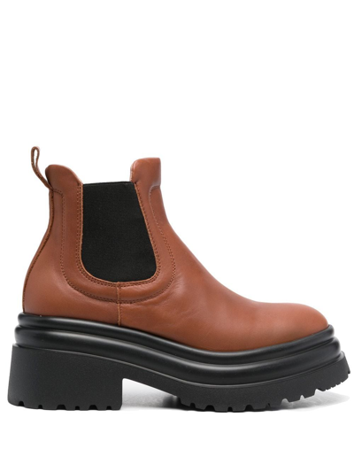 Pollini Ankle Length 120mm Boots In Brown