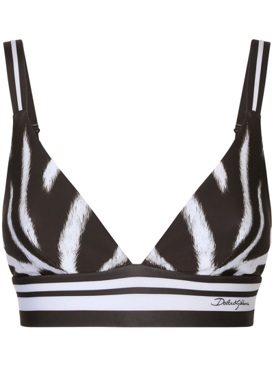 Dolce & Gabbana Zebra-print Cropped Top In Black