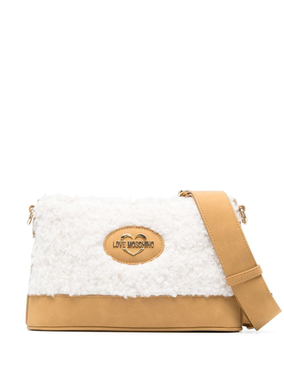 Love Moschino Faux-shearling Crossbody Bag In Neutrals