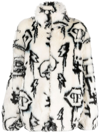 PHILIPP PLEIN MONOGRAM-PRINT FAUX FUR COAT