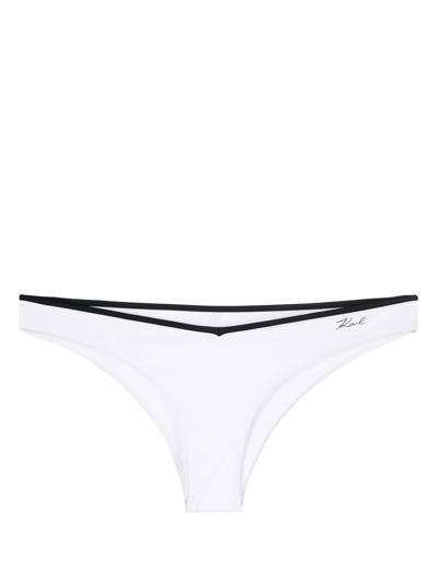 Karl Lagerfeld Karl Dna Binding Bikini Bottoms In White