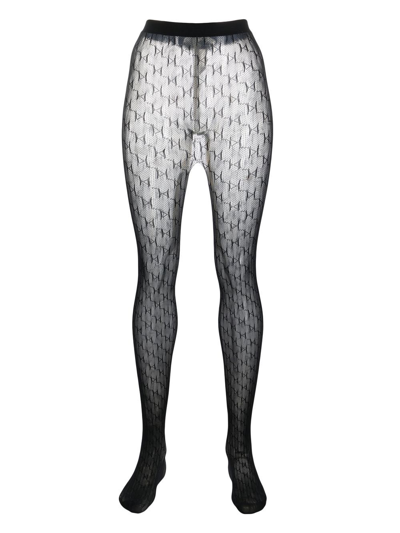 Karl Lagerfeld K-monogram Semi-sheer Tights In Black