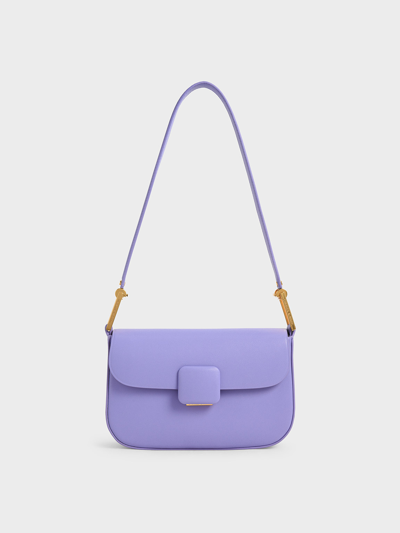 Charles & Keith Koa Square Push-lock Shoulder Bag In Lilac