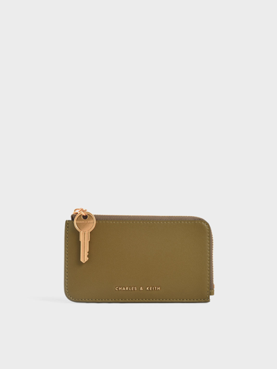 Charles & Keith Zip-around Mini Wallet In Olive