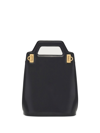 Ferragamo Black Glossy Finish Structured Crossbody Bag In Black