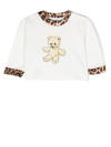 Philipp Plein Junior Teddy Bear-print Leopard-trim Top In White