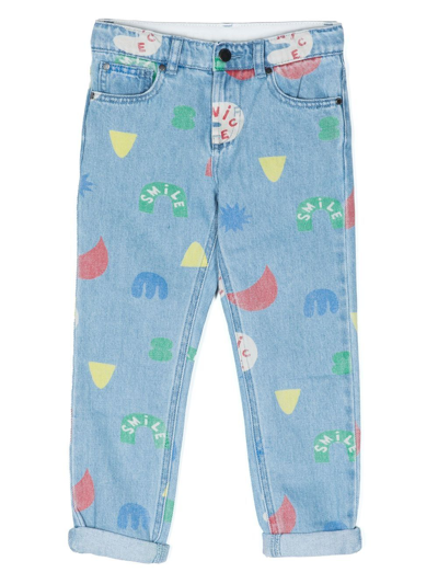 Stella Mccartney Kids' Graphic-print Slim-cut Jeans In Blue