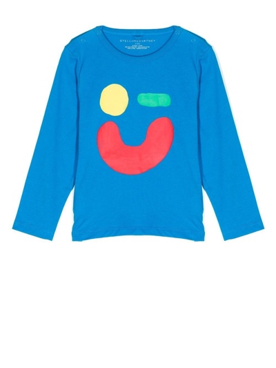 Stella Mccartney Babies' Graphic-print Long-sleeve T-shirt In Blue