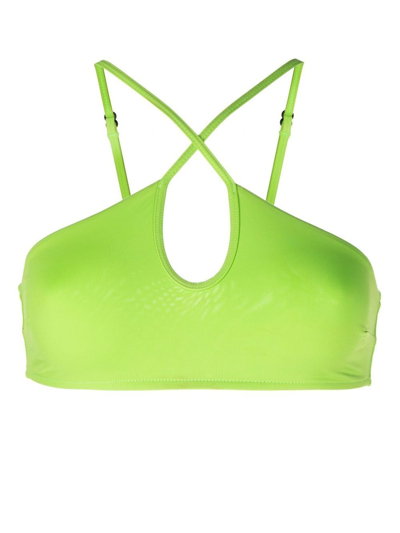 Bondi Born Keyhole Crossover-strap Bikini Top In Green