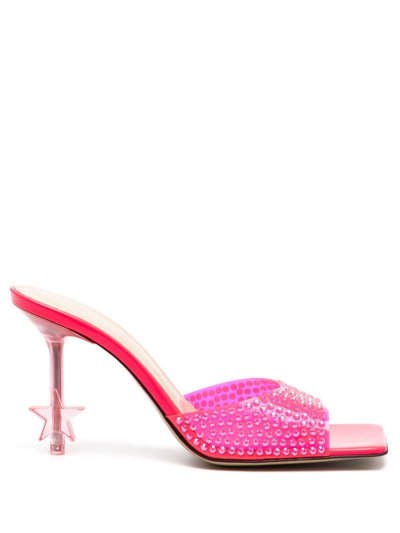 Mach & Mach Crystal-embellished Pvc Star-heel Mules In Pink