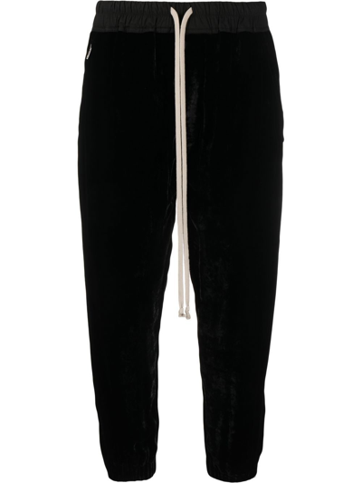 Rick Owens Drop-crotch Cropped Track Pants In Black