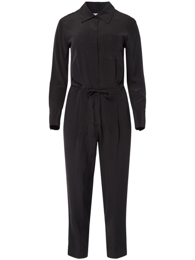 Equipment Long-sleeve Buttoned Jumpsuit In Black