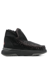 Mou Black Double-face Sheepskin Eskimo Jogger Parka In Black